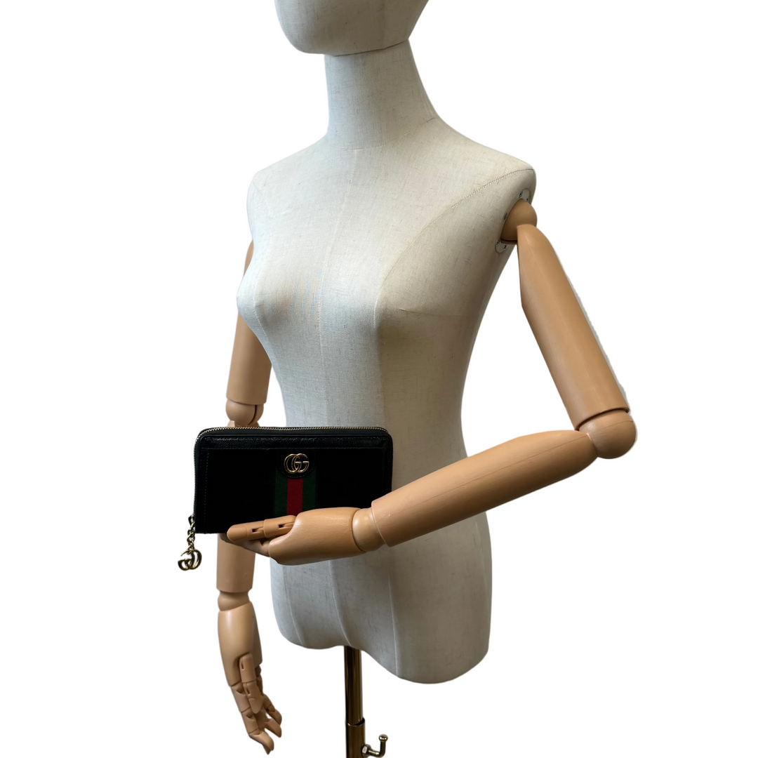 Suede Patent GG Web Ophidia Zip Continental Wallet