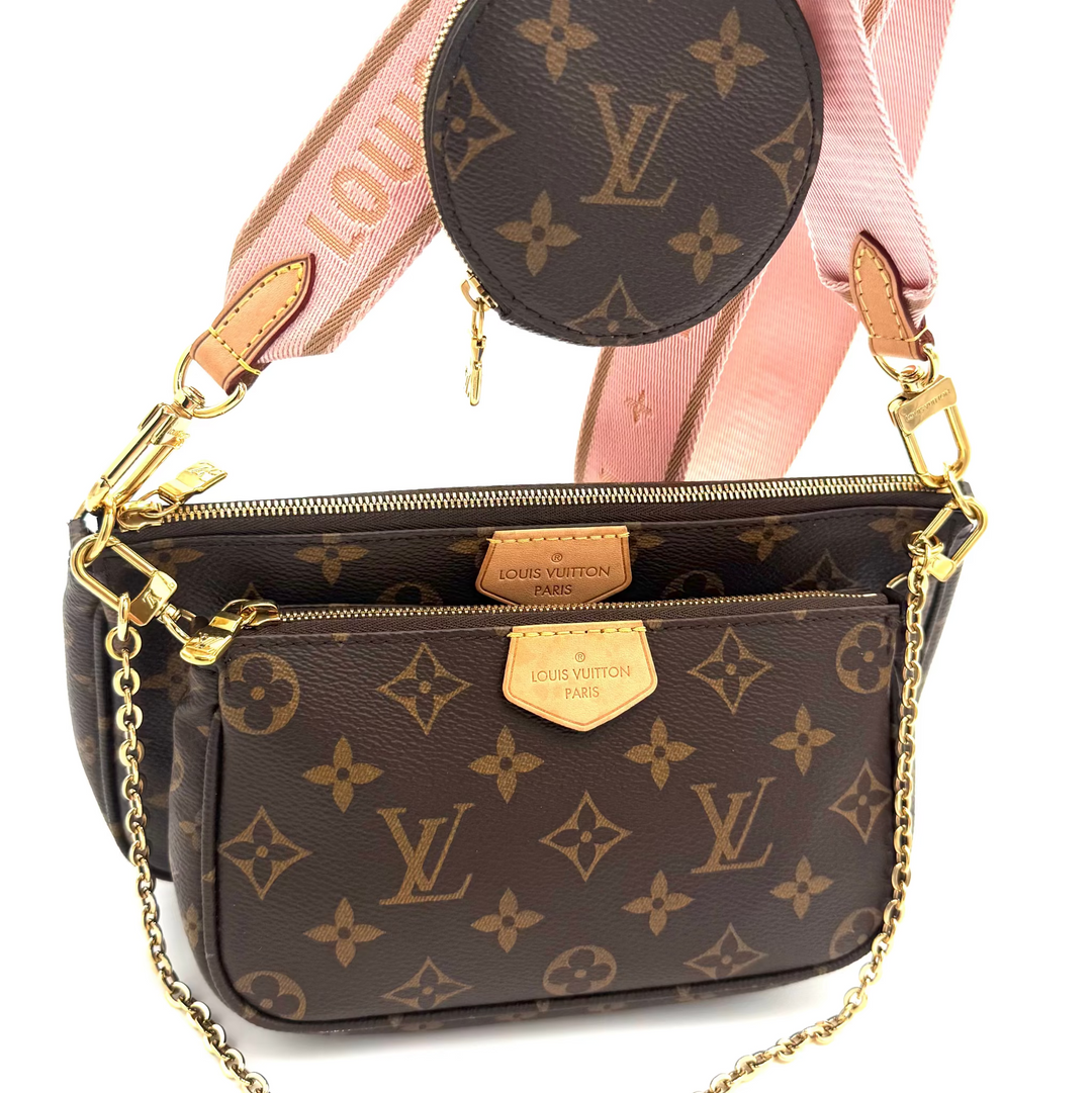 Multi Pochette Accessories Monogram Canvas Bag - Pink Canvas Strap