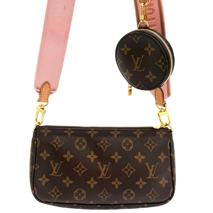 Multi Pochette Accessories Monogram Canvas Bag - Pink Canvas Strap