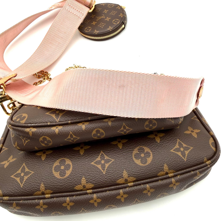 Multi Pochette Accessories Monogram Canvas Bag - Pink Canvas Strap