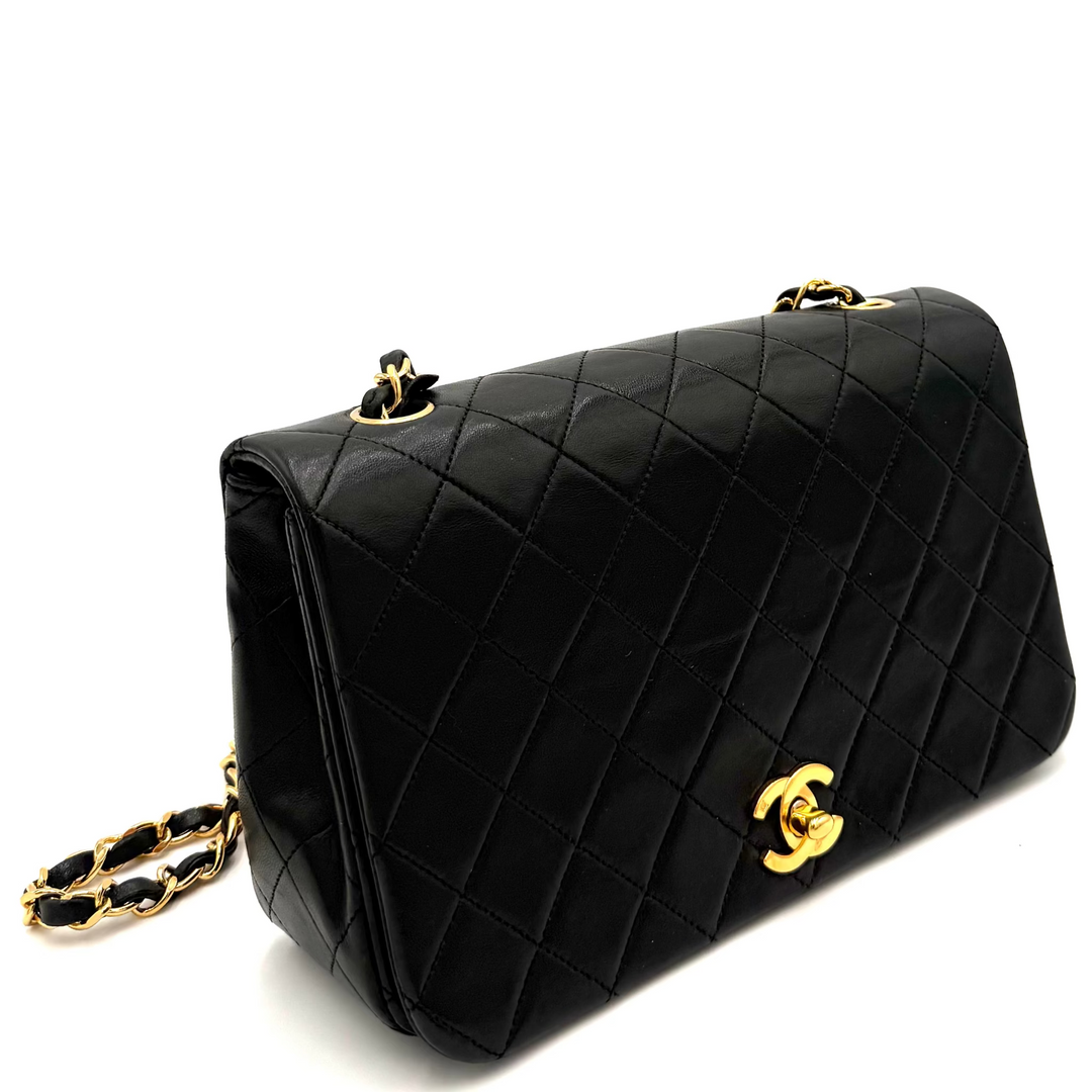 Single Flap Small Lambskin Leather Shoulder Bag