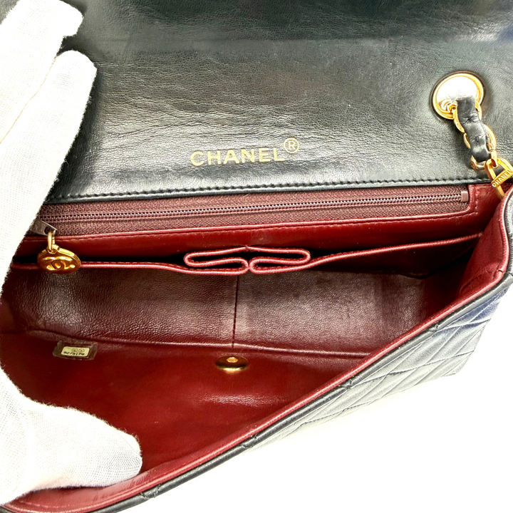 Single Flap Small Lambskin Leather Shoulder Bag