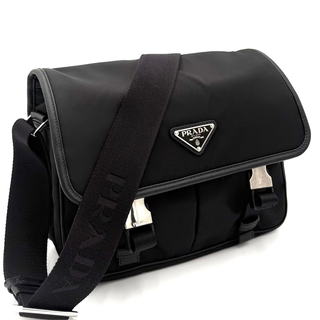 Re-Nylon and Saffiano Leather Shoulder Bag