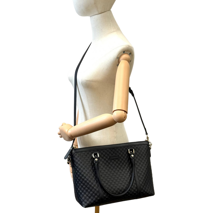 Microguccisima Margeaux Black Leather Bag
