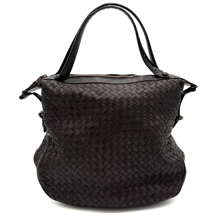 Zipped Intrecciato Nappa Leather Hobo Bag