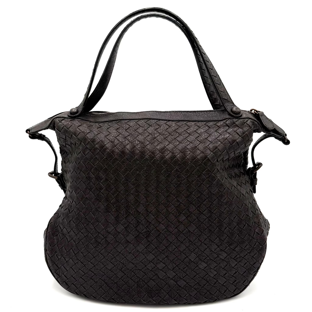 Zipped Intrecciato Nappa Leather Hobo Bag