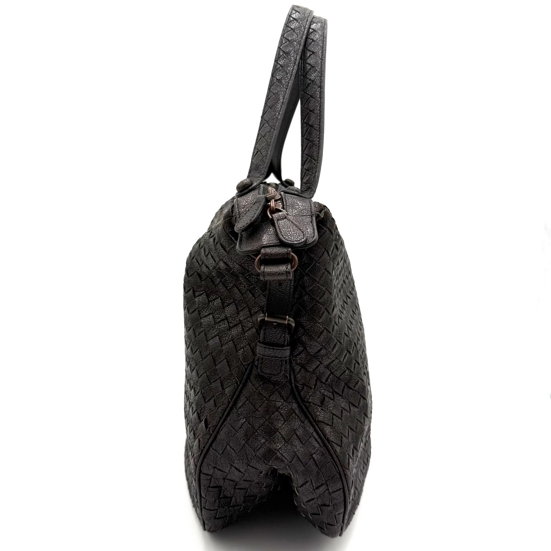 Zipped Intrecciato Nappa Leather Hobo Bag