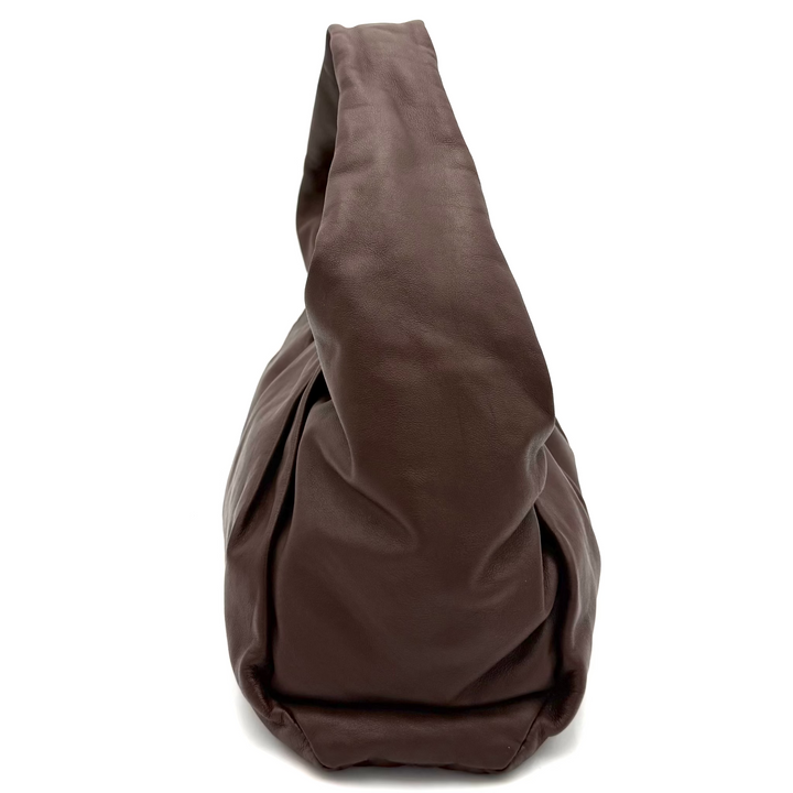 Calfskin Chocolate Leather Shoulder Pouch