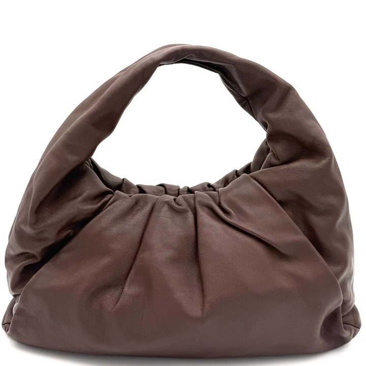 Calfskin Chocolate Leather Shoulder Pouch