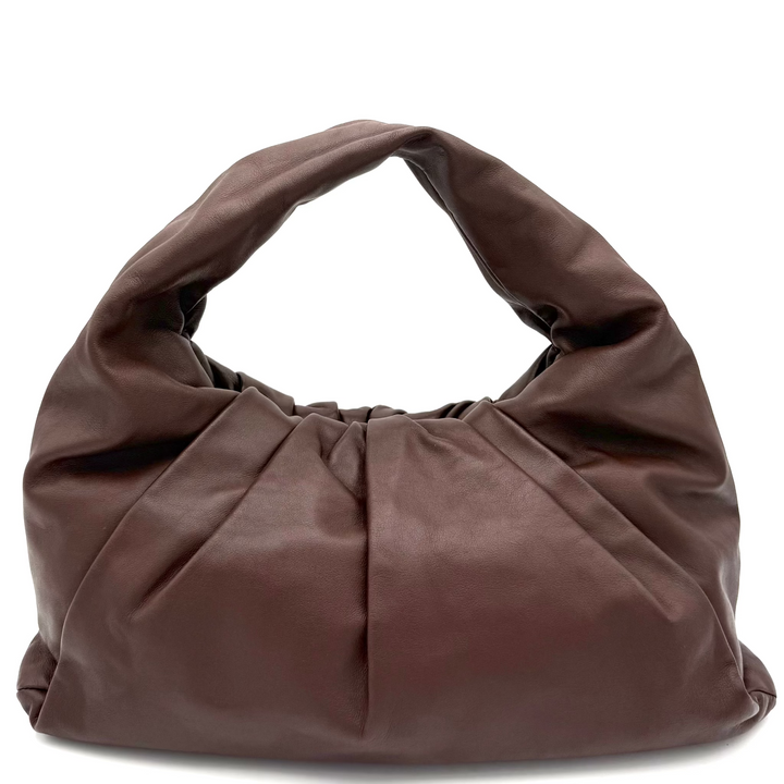 Calfskin Chocolate Leather Shoulder Pouch