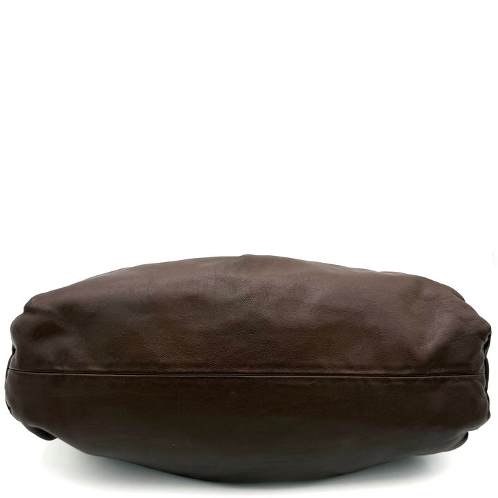 Calfskin Chocolate Leather Shoulder Pouch