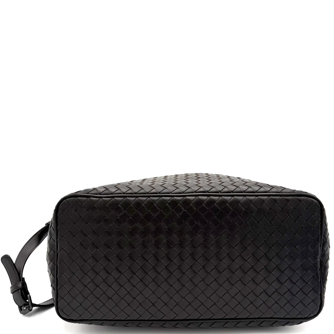 Large Intrecciato Leather Zip Shoulder Bag