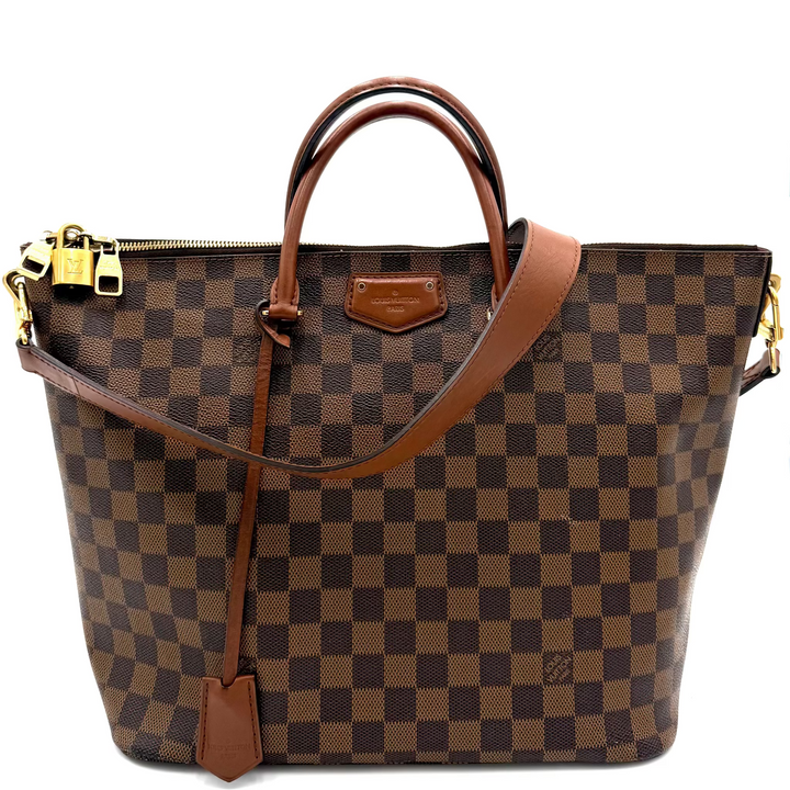 Damier Ebene Brown Leather Belmont Tote