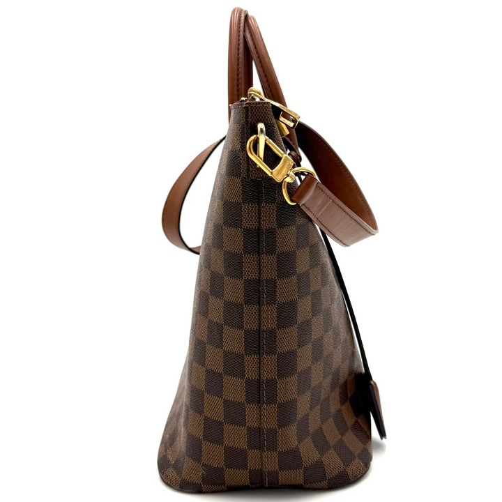Damier Ebene Brown Leather Belmont Tote