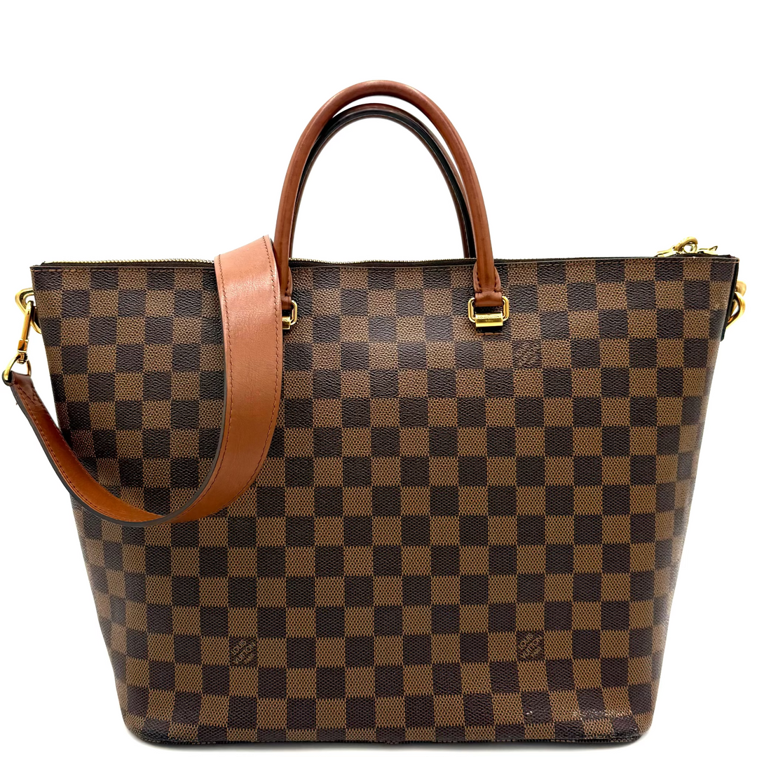 Damier Ebene Brown Leather Belmont Tote
