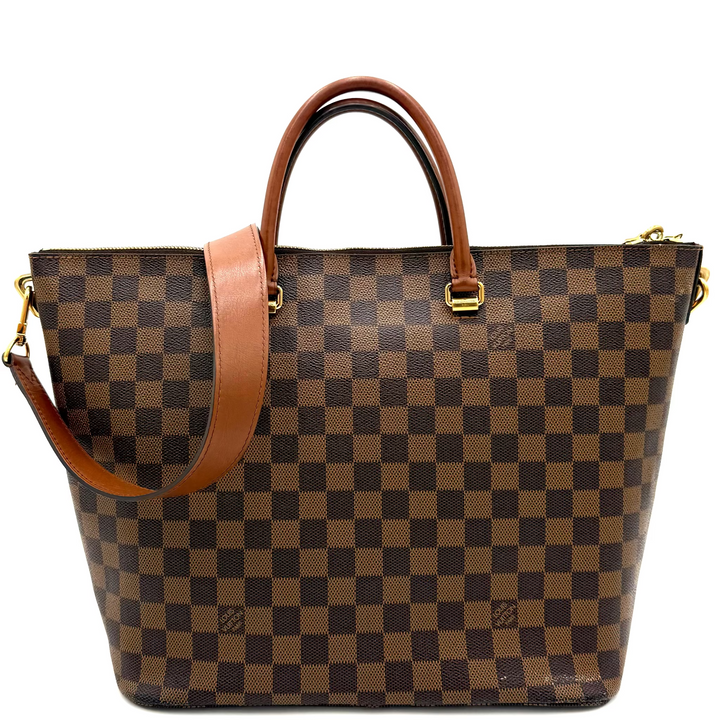 Damier Ebene Brown Leather Belmont Tote