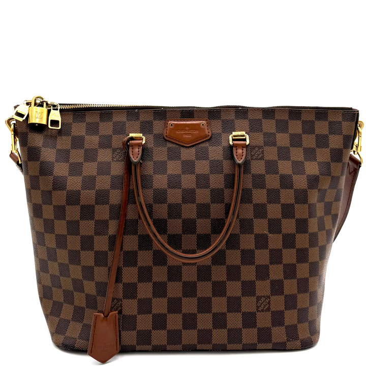 Damier Ebene Brown Leather Belmont Tote