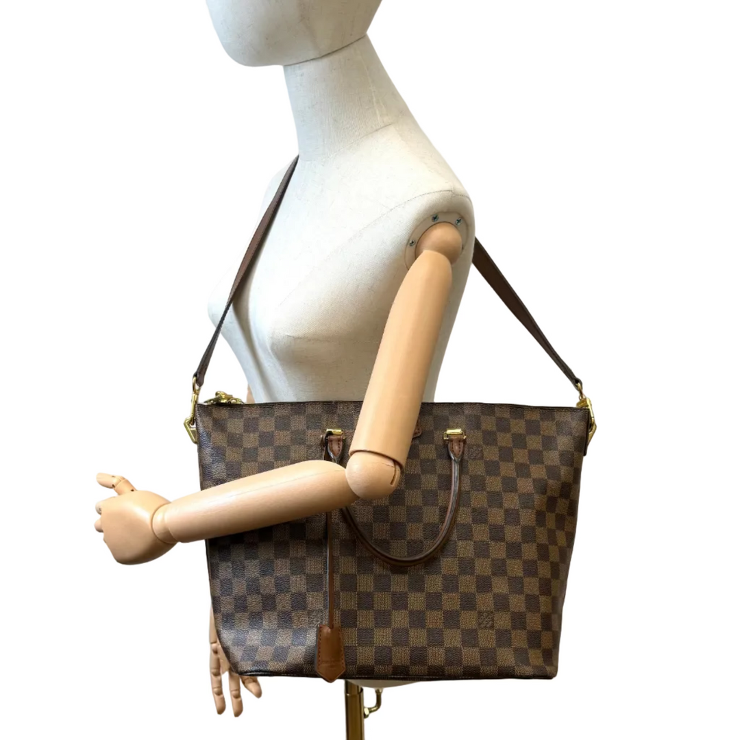 Damier Ebene Brown Leather Belmont Tote