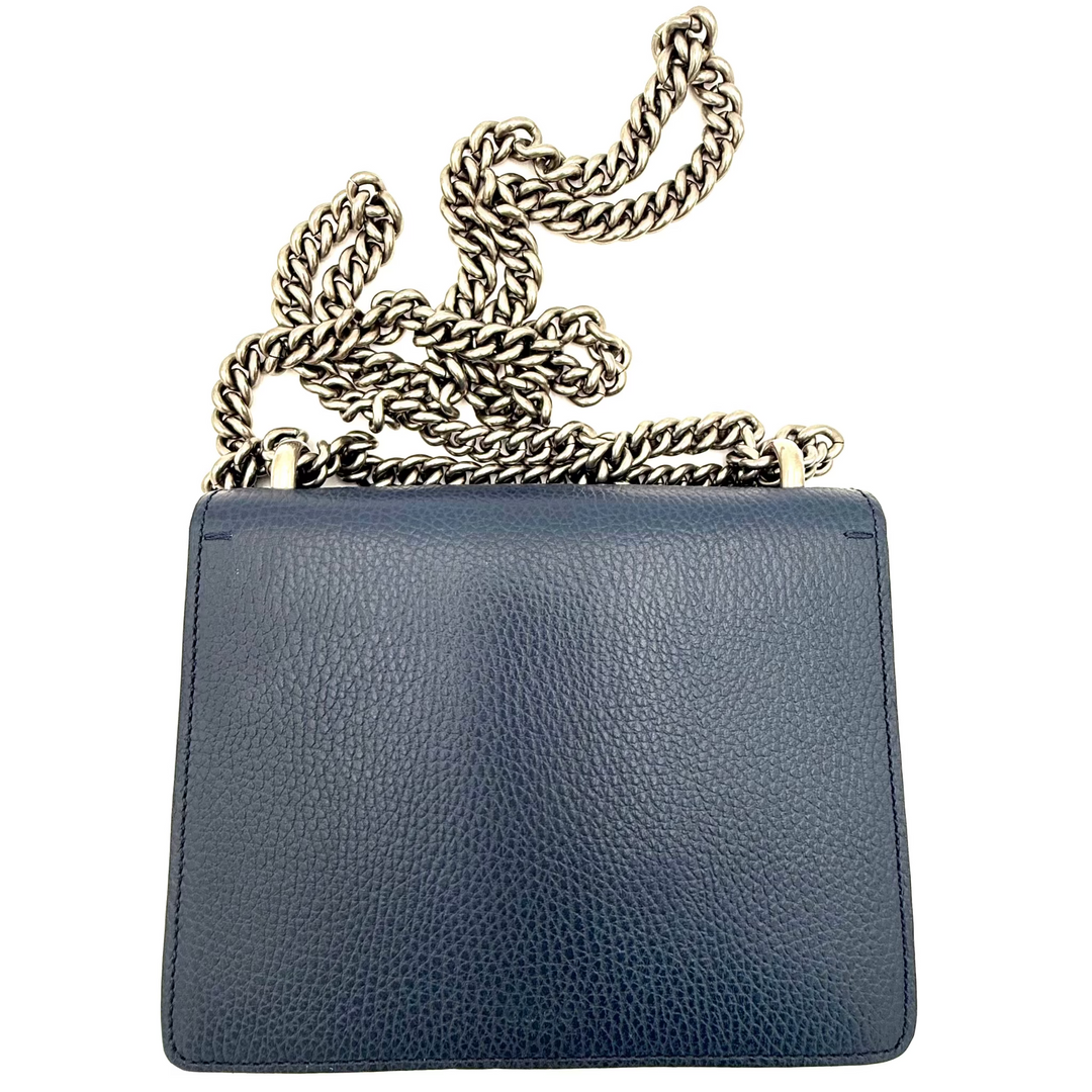 Navy Crystal Dionysus Small Leather Bag