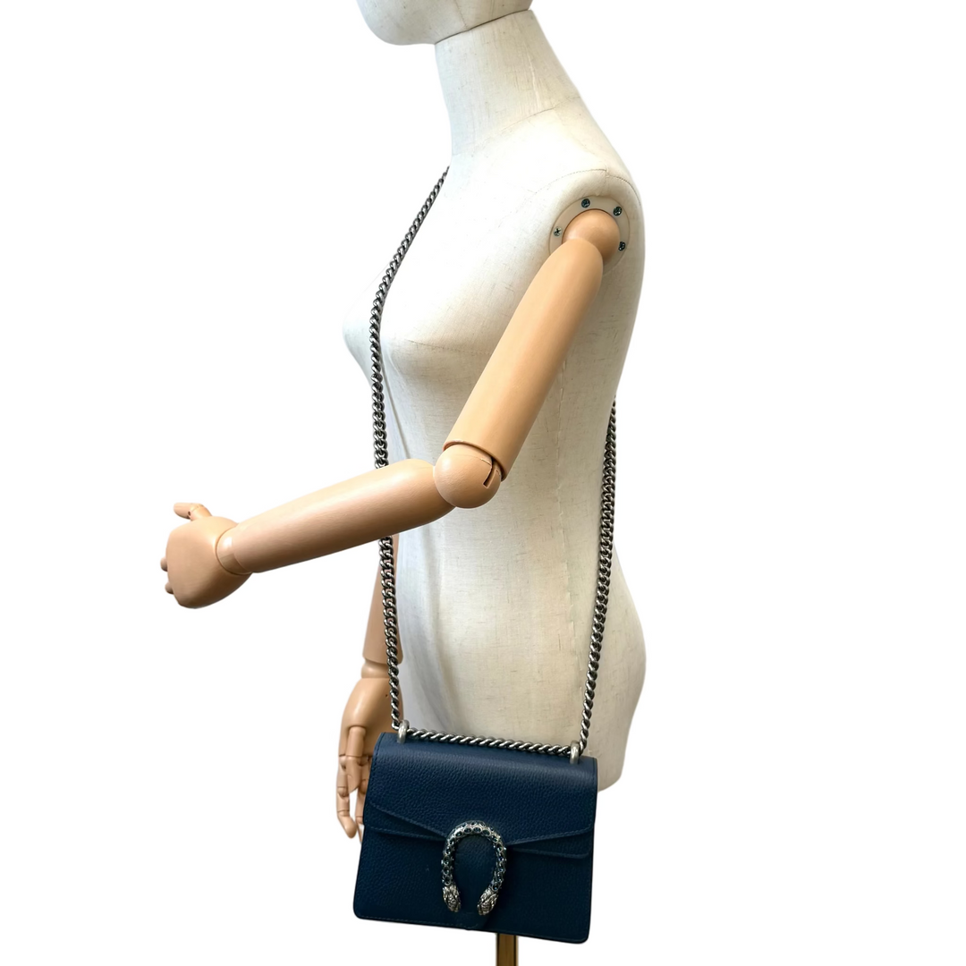Navy Crystal Dionysus Small Leather Bag