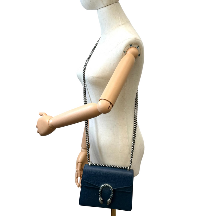 Navy Crystal Dionysus Small Leather Bag