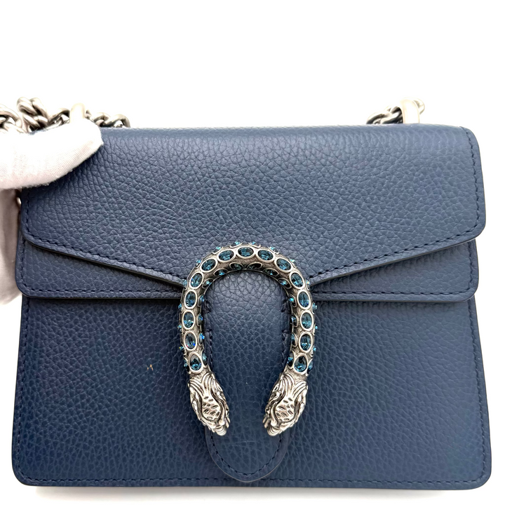 Navy Crystal Dionysus Small Leather Bag