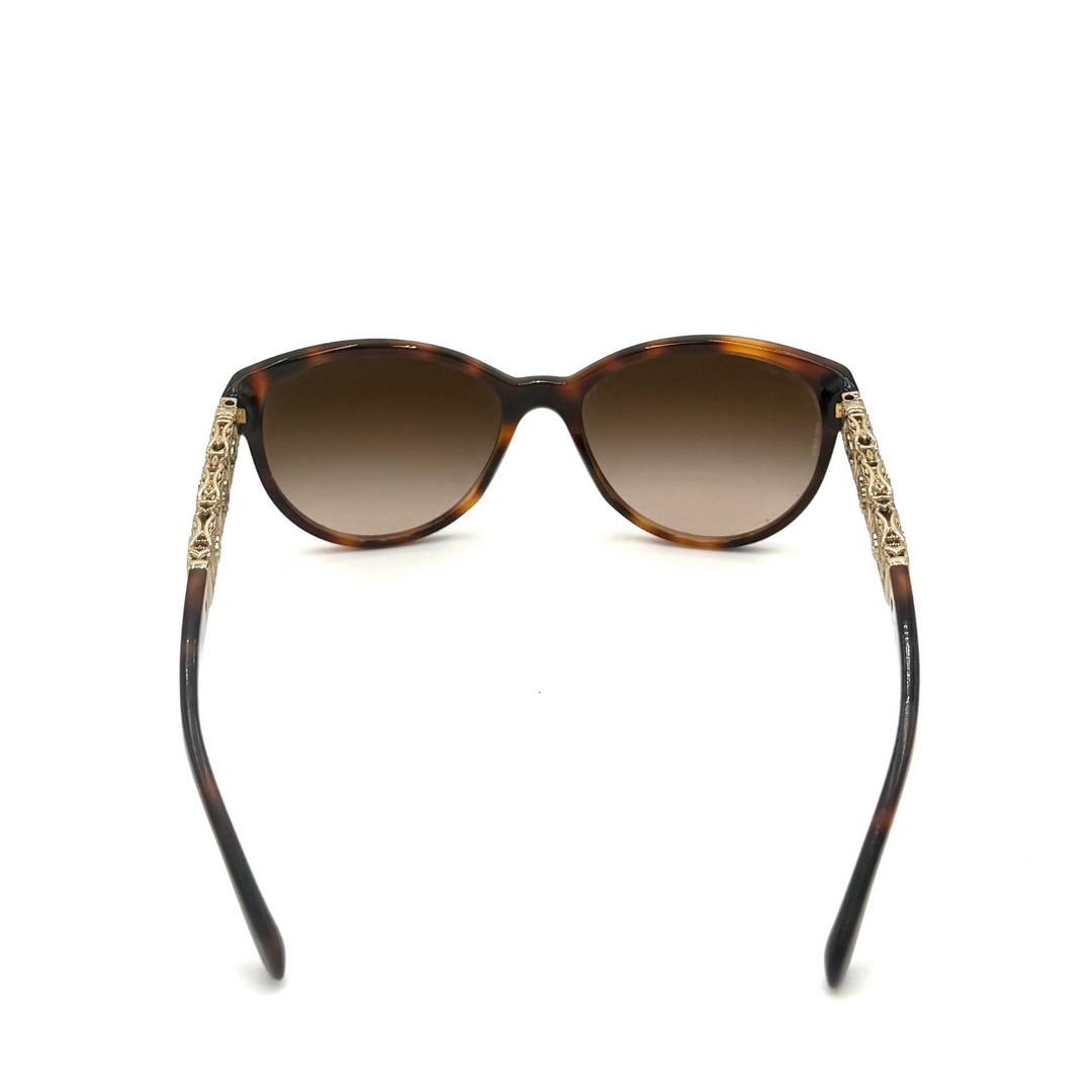 Tortoise Shell Metal Filigree Butterfly Sunglasses