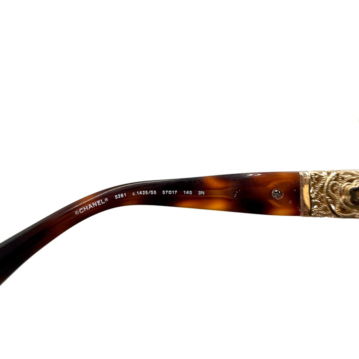 Tortoise Shell Metal Filigree Butterfly Sunglasses
