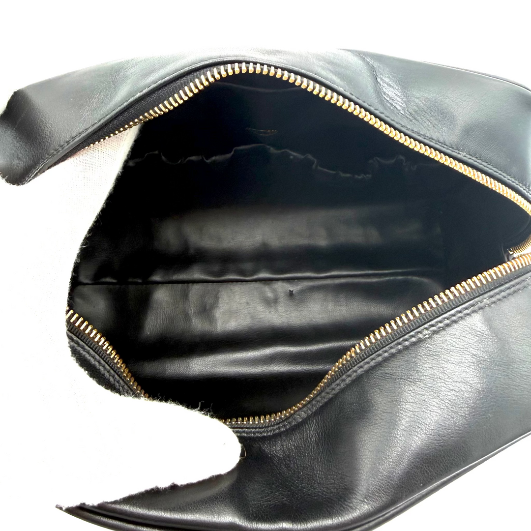 Black Leather Quilted Toiletry Bag