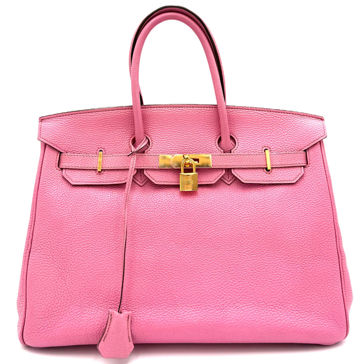 Birkin 35 Togo Leather Bubblegum Pink Bag With Gold Hardware