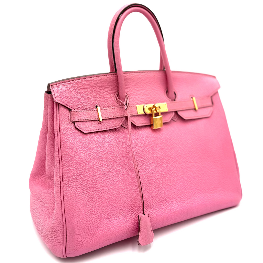 Birkin 35 Togo Leather Bubblegum Pink Bag With Gold Hardware