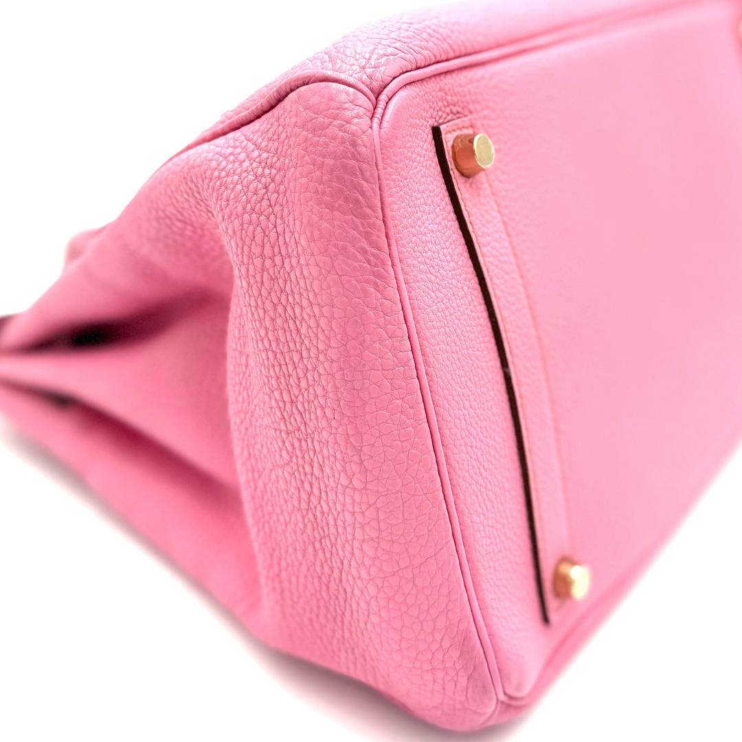 Birkin 35 Togo Leather Bubblegum Pink Bag With Gold Hardware