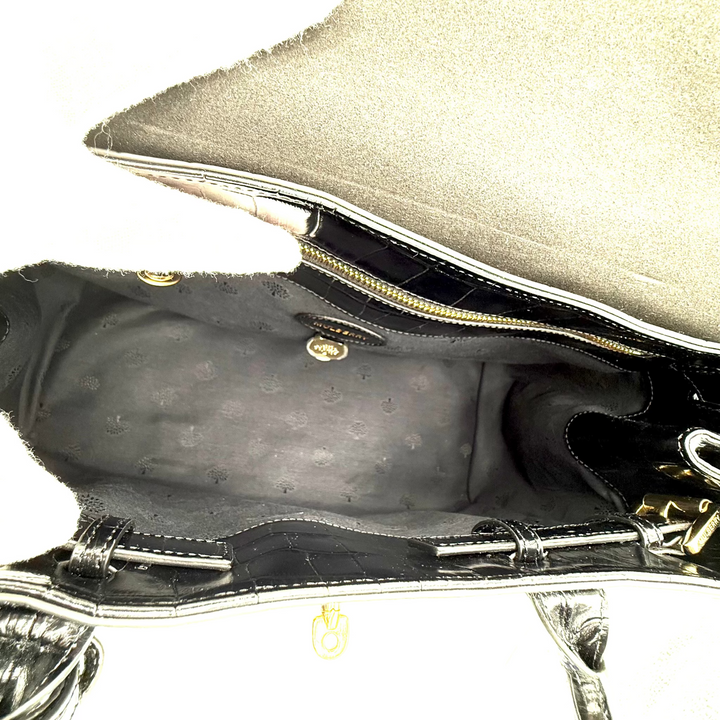 Bayswater Small Shiny Croc Embossed Leather Bag
