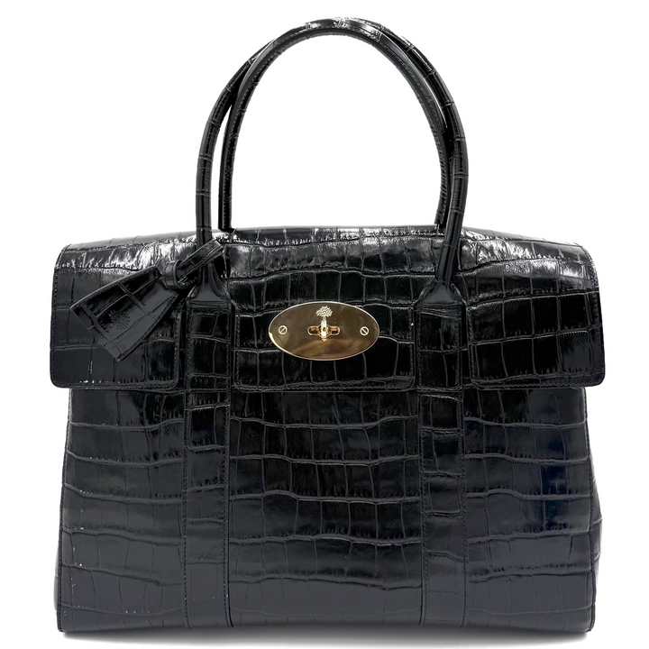 Bayswater Small Shiny Croc Embossed Leather Bag