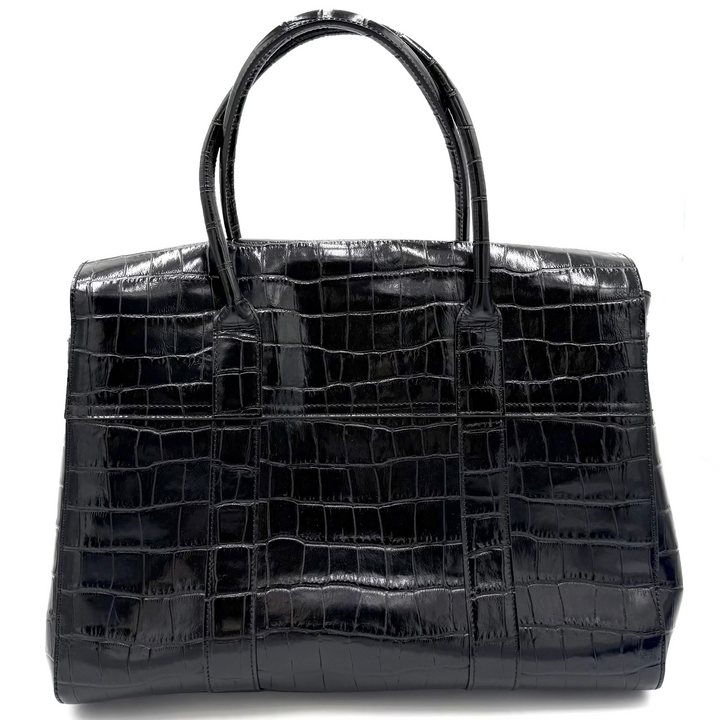 Bayswater Small Shiny Croc Embossed Leather Bag