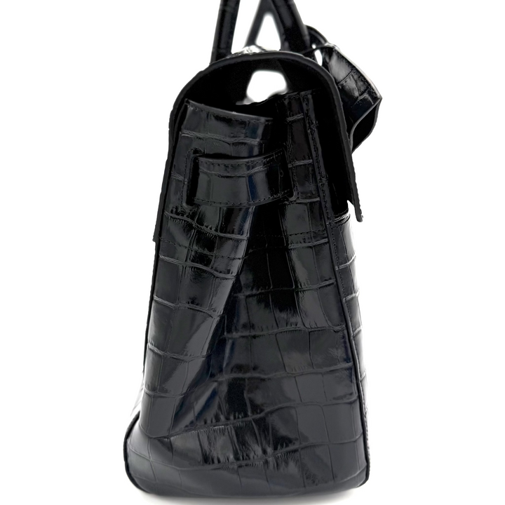 Bayswater Small Shiny Croc Embossed Leather Bag