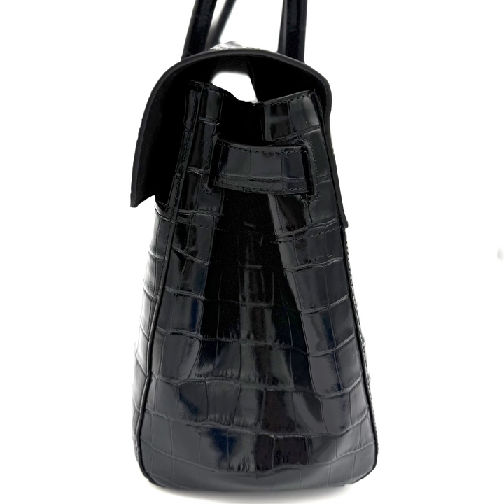 Bayswater Small Shiny Croc Embossed Leather Bag