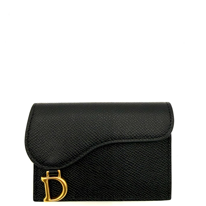 Saddle Bloom Grained Calfskin Leather Card Holder