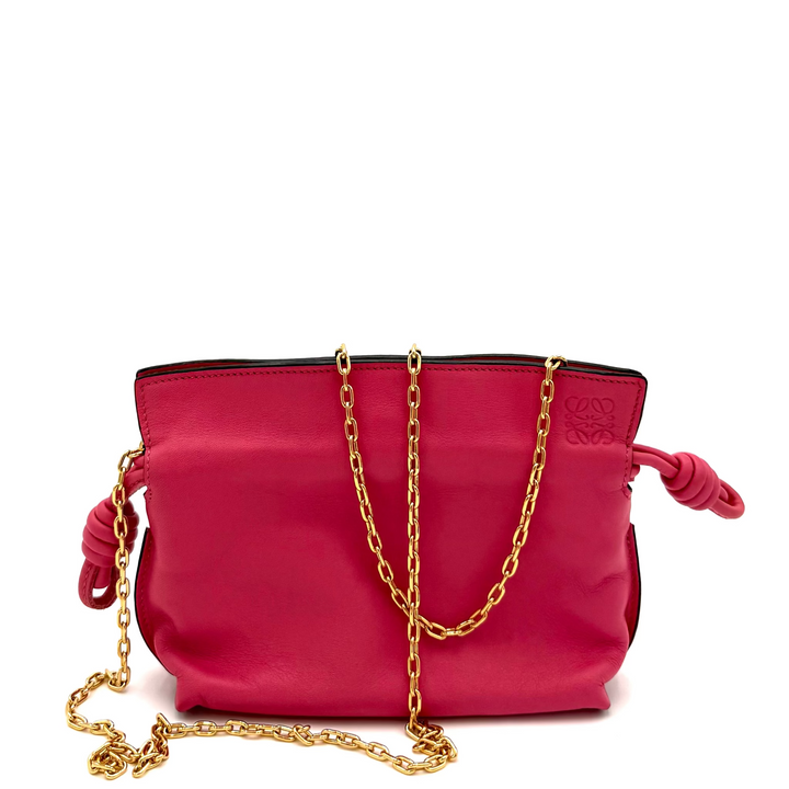 Flamenco Nano Knot Chain Leather Clutch Crossbody Bag