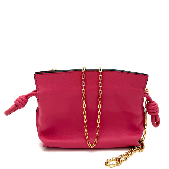 Flamenco Nano Knot Chain Leather Clutch Crossbody Bag