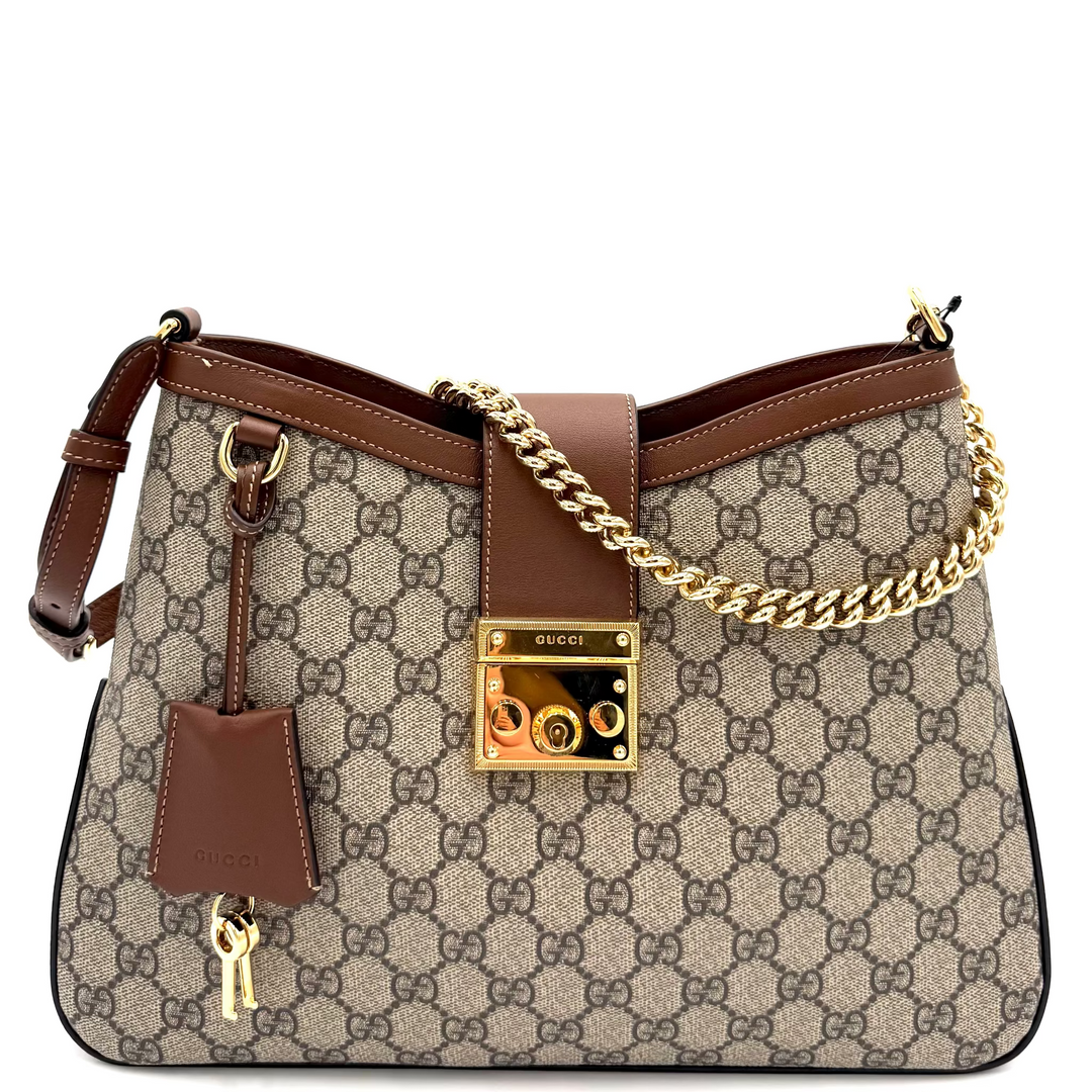 GG Supreme Monogram Large Padlock Tote