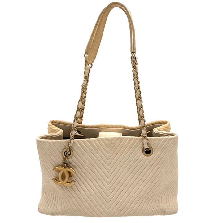 Chevron Two Tone Leather Shopper