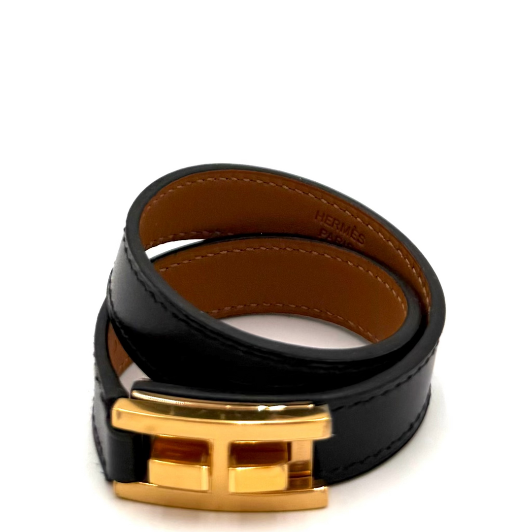 Leather Drag Double Tour Wrap Bracelet