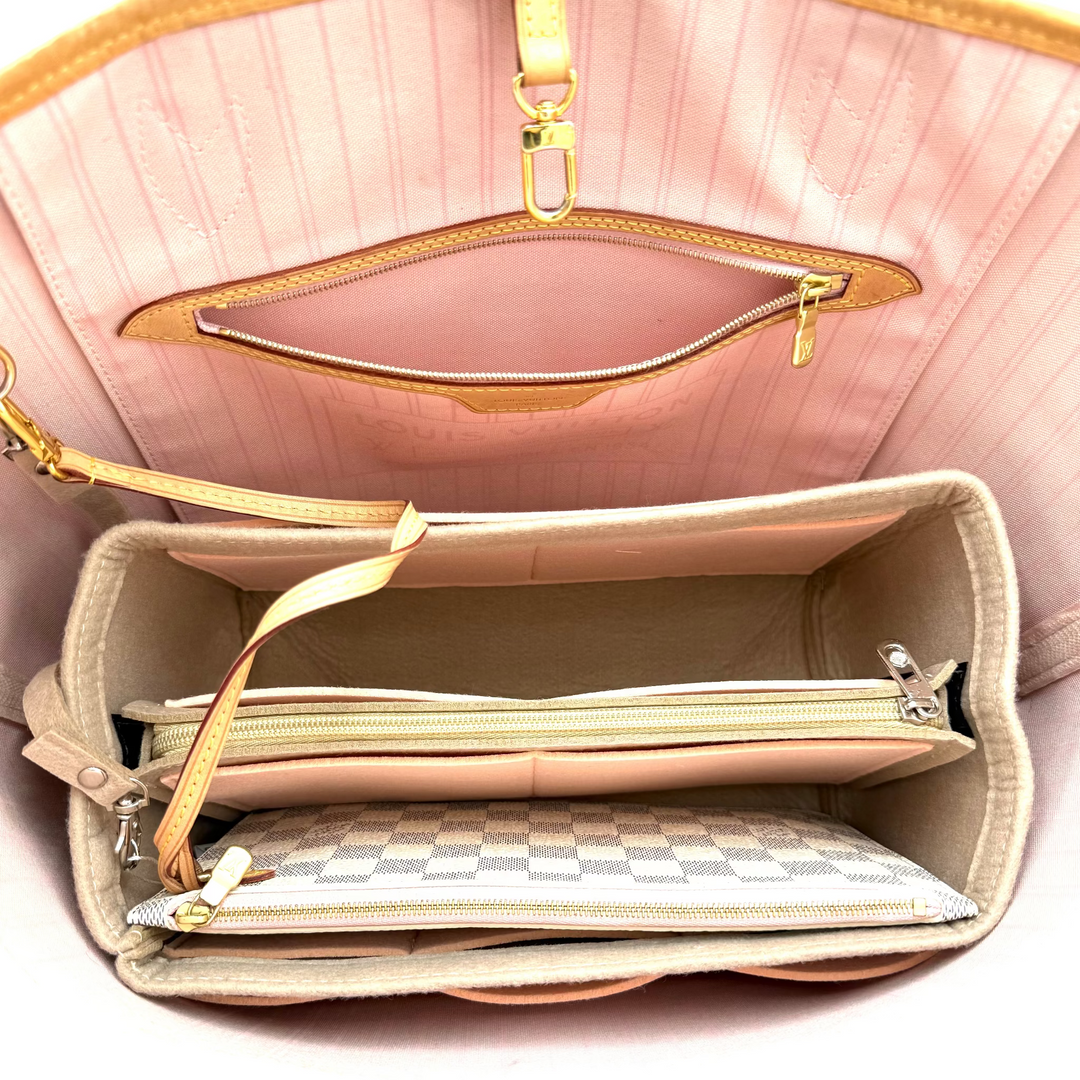 Damier Azur Neverfull MM with Ballerina Pink Interior