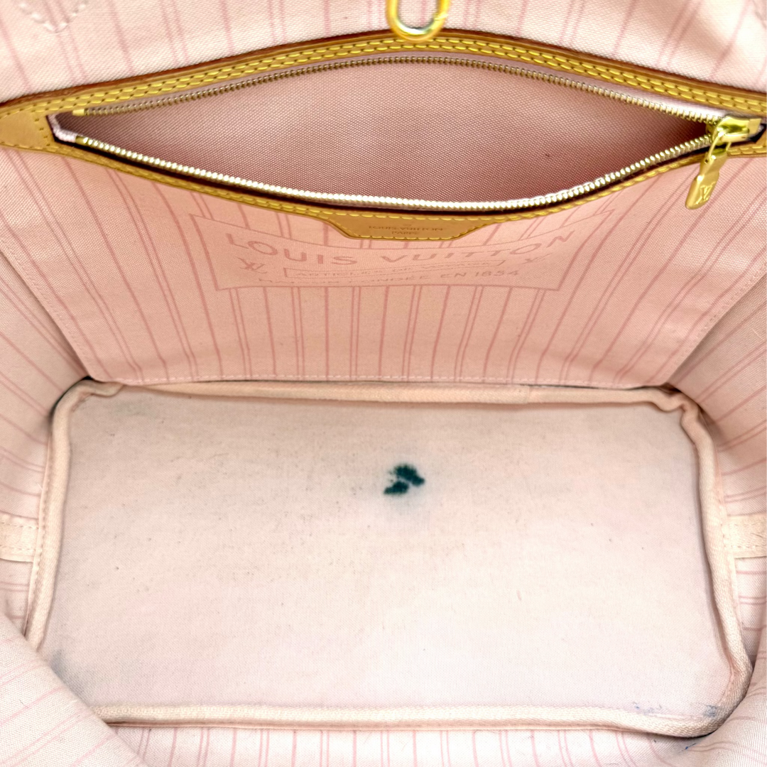Damier Azur Neverfull MM with Ballerina Pink Interior