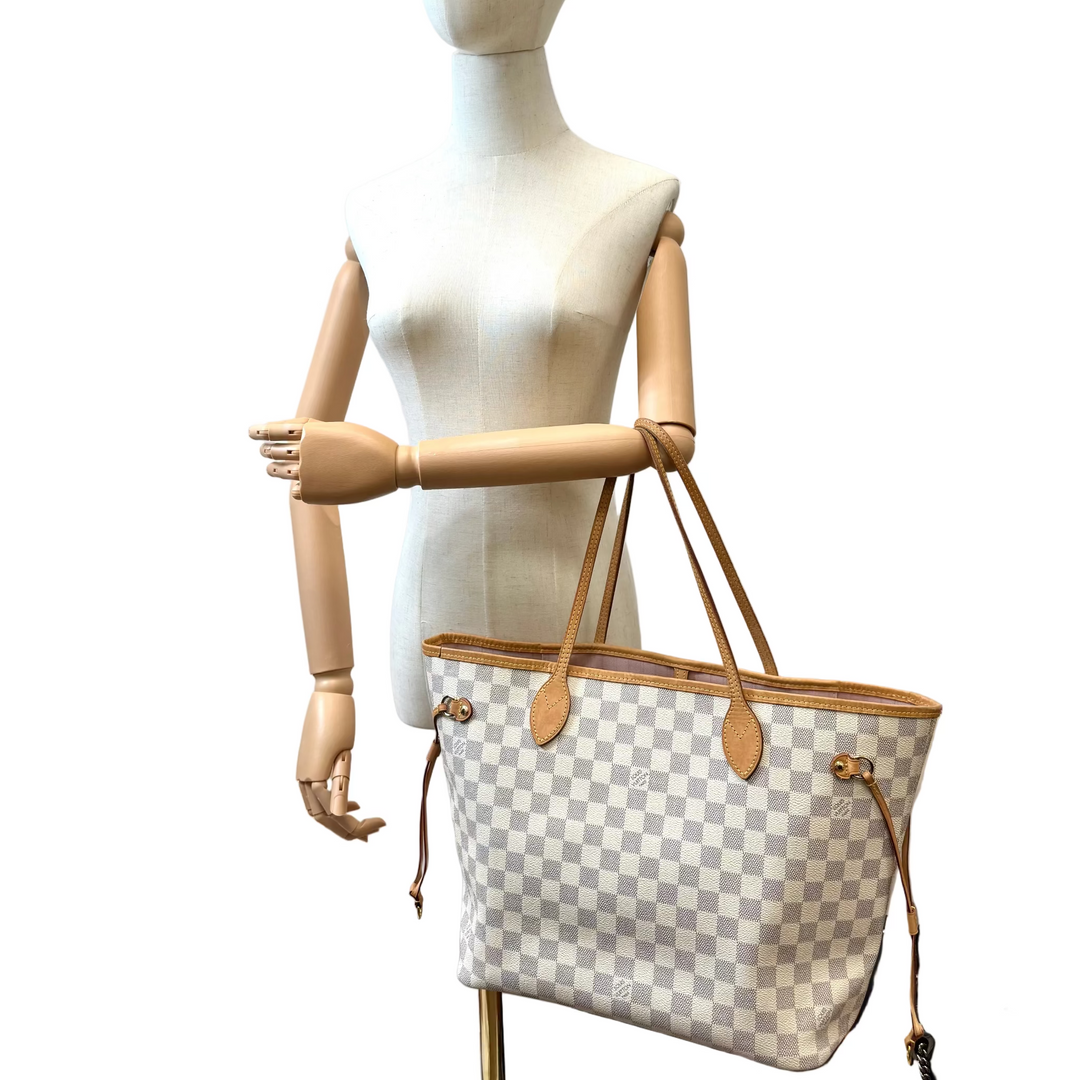 Damier Azur Neverfull MM with Ballerina Pink Interior