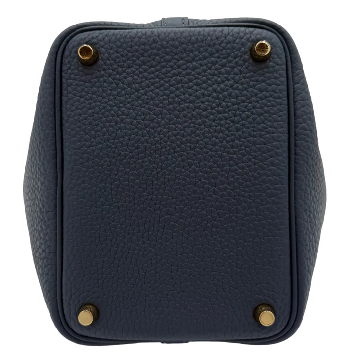 Picotin Lock 18 in Blue de Prusse Clemence Leather