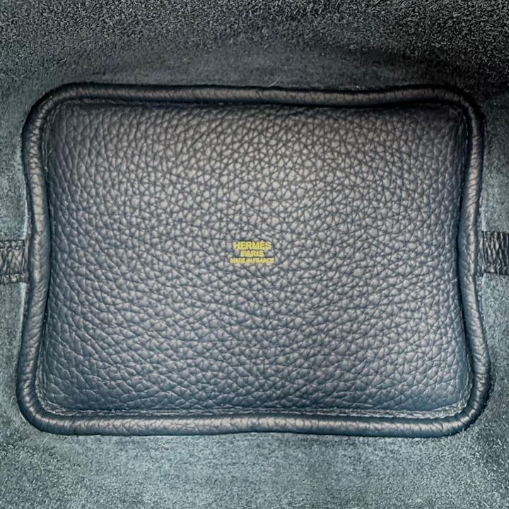 Picotin Lock 18 in Blue de Prusse Clemence Leather