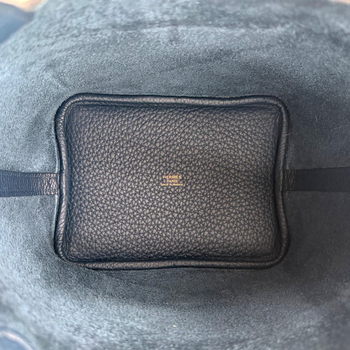 Picotin Lock 18 in Blue de Prusse Clemence Leather