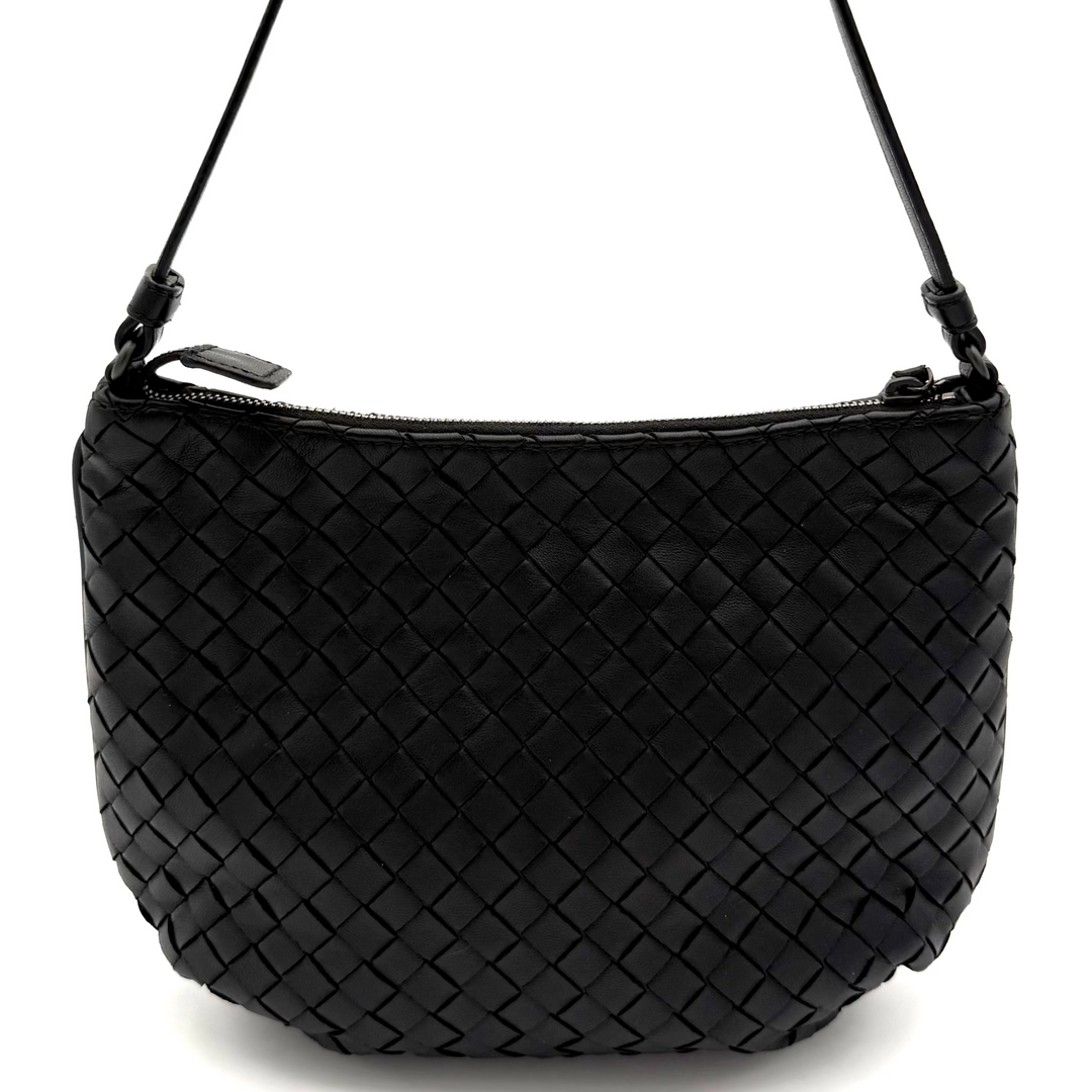 Intrecciato Leather Zipped Shoulder Bag